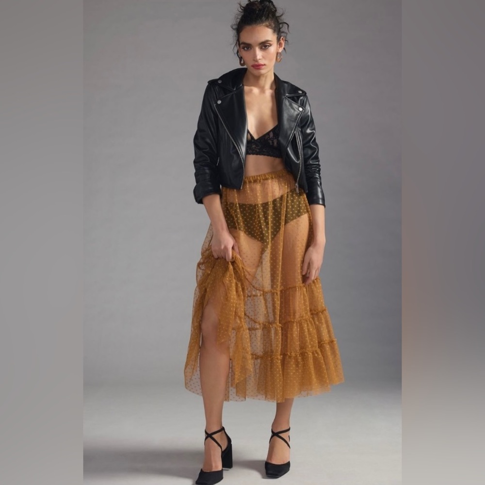 Sheer tiered midi skirt by Anthropologie - size S